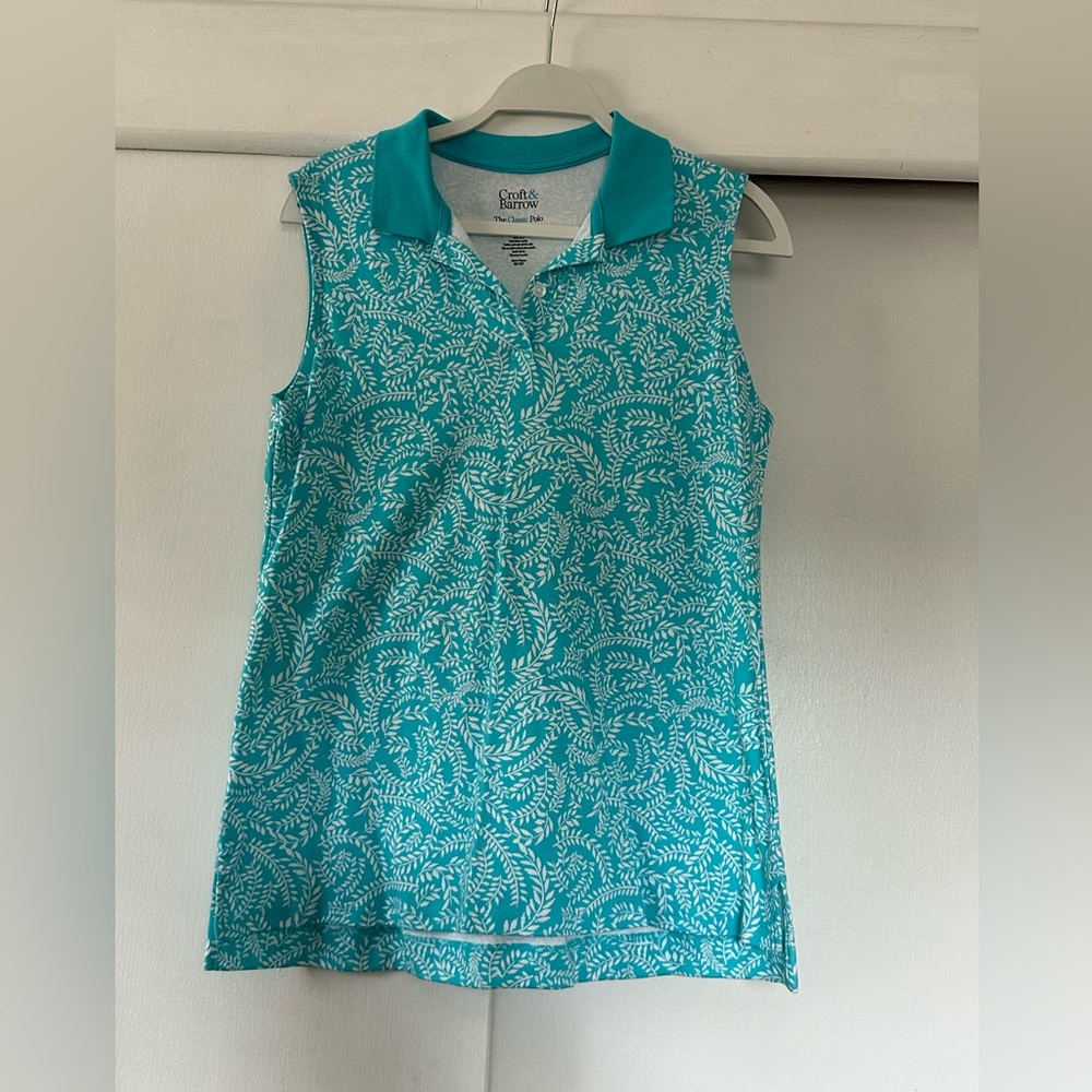 Croft & Barrow Women's Teal Patterned Tank Top